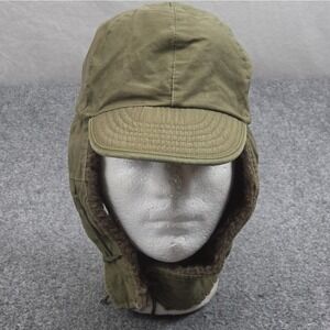 Vintage 50s US Military Cap Field Pile M-1951 Sz 7 Green Wool Korean War Era Hat